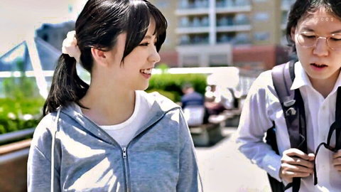 Alice Kisaki and Rino Yuki as sisters walking casually in urban setting, smiling