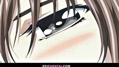 Teary-eyed anime girl Hirohashi close-up in hentai bondage scene