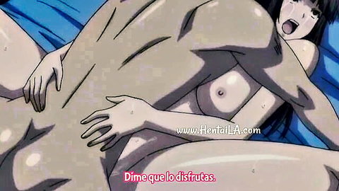 Hentai anime girl with long black hair and big tits fucked doggy style in netorare scene