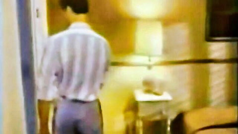 Indian man in white shirt and gray pants from behind in Mausi Ki Chudai