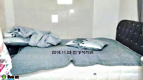 Korean lesbians in tights playful bed scene 2016