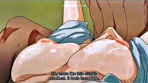 Busty anime girl in uncensored hentai scene, large breasts exposed, English subs