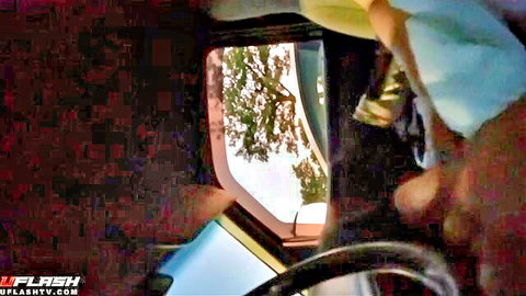 Amateur car cum flash with mirror view of outdoor scenery