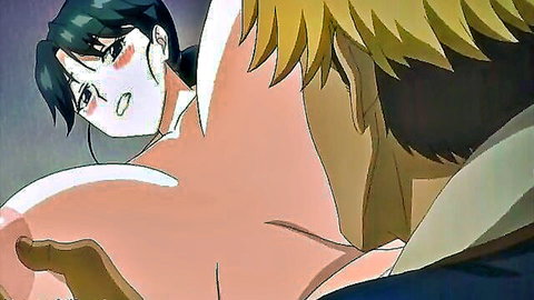 Hentai MILF with huge boobs roughly fucked from behind by blonde guy