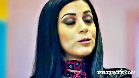Anny Aurora with sultry makeup and choker in Eurobabes anal threesome