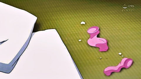 Anime style pink dildos on green field with white cloth