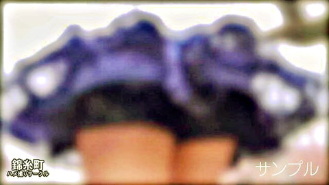 Japanese amateur model's exposed ass and pussy in purple lingerie, blurred JAV thumbnail