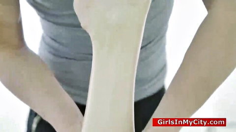 Japanese masseuse rubs tight ass of bent-over brunette teen in lesbian massage room