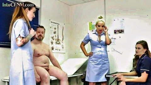CFNM nurses group handjob on small cock patient