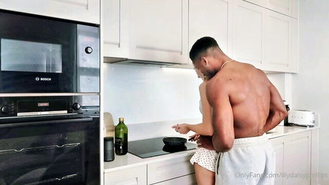 Lily Phillips takes Mike Williams BBC in steamy kitchen scene