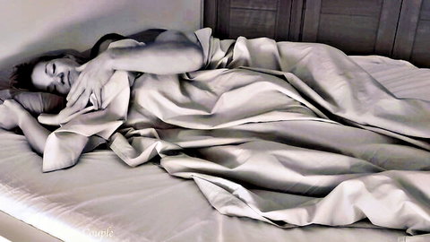 Blonde wife resting in bed, early morning tease for quickie side fuck