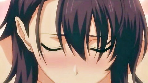 Blushing purple-haired anime elf bimbo close-up, teasing intense anal obsession