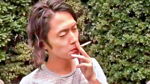 Megu Fujiura JAV scene: Husband smokes outdoors during creampie break