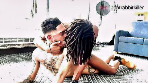 Phatrabbitkiller intense ebony gay kiss and penetration scene