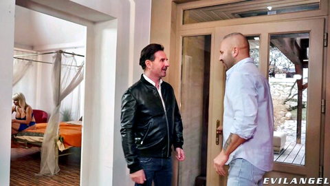 David Perry chats before Tiffany's intense DP fuck scene