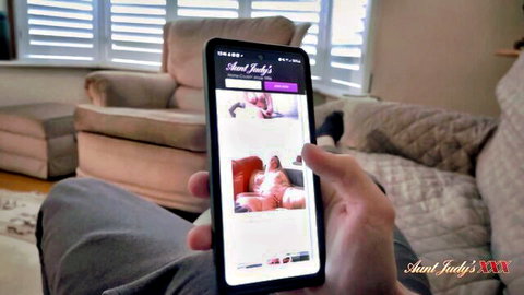 Andrea Ann catches tenant watching busty MILF porn on phone