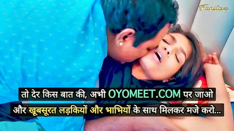 Passionate Indian teen couple kissing intimately in spicy adult video