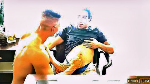 Gabe Bradshaw touches Jax Thirio's pregnant belly in office gay sex scene