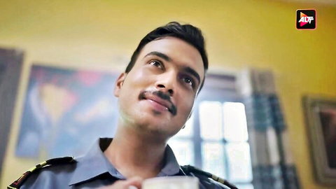 Handsome Indian man in police uniform smiling, adult video thumbnail