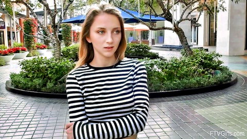 FTVGirls Macy in striped shirt, blonde outdoor summer tease