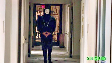 Gigi Dior as masked runaway in black outfit, mysterious hallway tease