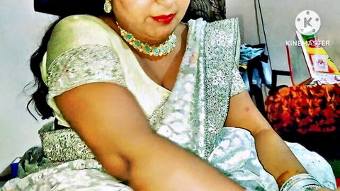 SexyNEBBW in elegant green saree, curvy Indian beauty at wedding