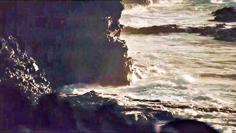 Lady Bug and Ariel Piper in scenic ocean getaway, crashing waves on cliffs