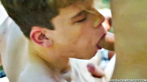 Leo Ocean sucks cock in spit roast threesome with Lukas and Jesse