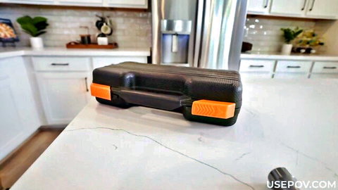 Stepmom toolbox tease in kitchen, taboo POV anticipation