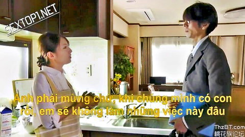 Michelle Michaels as Asian teen in apron with older man in suit