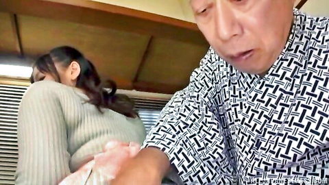 Nonami Shizuka giving blowjob to older man in JAV scene