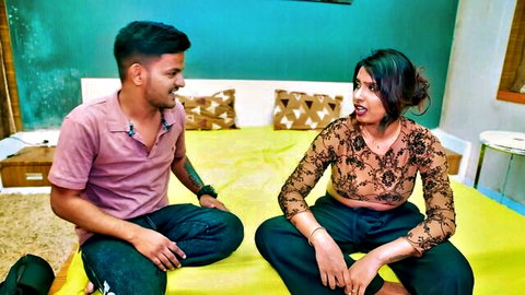 Tejashwini in sheer blouse with boyfriend on bed, horny girlfriend tease