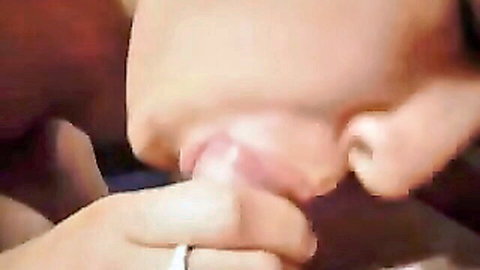 Sweet girlfriend giving intense POV blowjob to small dick