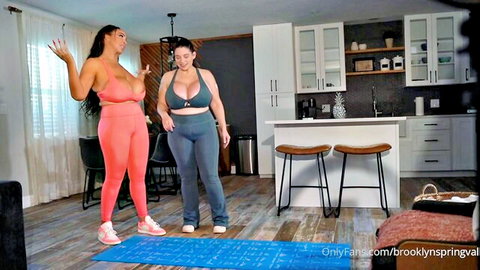 Busty Brooklyn Springvalley and Kristine Kiss in tight yoga gear