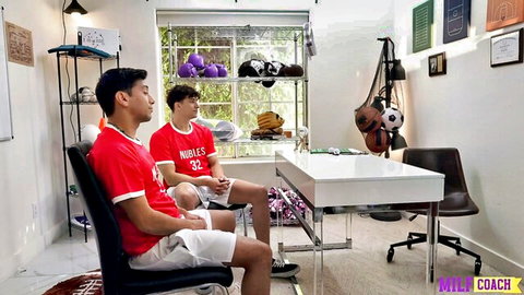 Cory Chase MILF coach with young Asian athletes in uniform