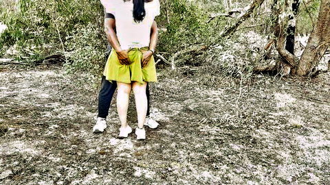 Indian cougar in green shorts bound for public hookup with Desi hunk