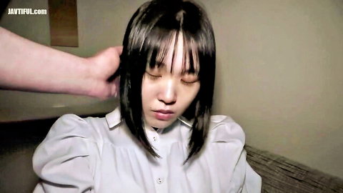 Asian amateur girl pulled by hair in white blouse, sensitive body JAV thumbnail