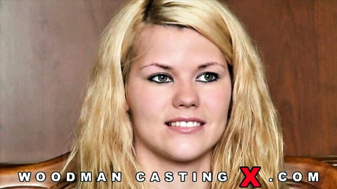 Izzy Delphine in Woodman CastingX, blonde model interview close-up