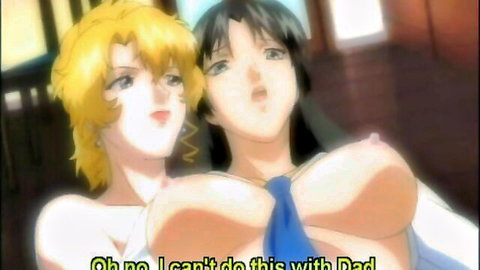 Two busty Asian schoolgirls in uniforms embracing with exposed breasts, incest roleplay tease