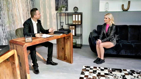 David Perry indulges Nikki's foot fetish in steamy office interview