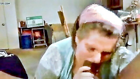 Hot granny sucking big black cock in amateur blowjob