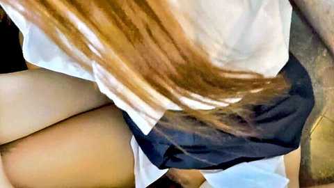 Thai student in school uniform rides cock cowgirl style intensely