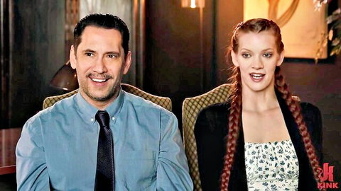Erin Everheart and male partner smiling in BDSM promo interview