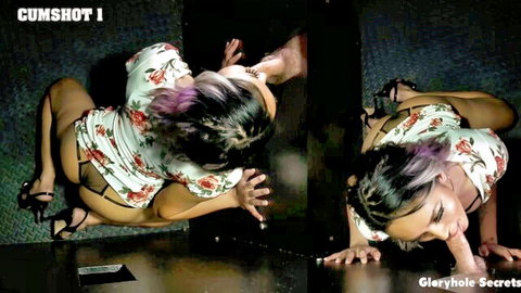 Channy's gloryhole cumshot frenzy in POV pounding, Asian beauty on knees