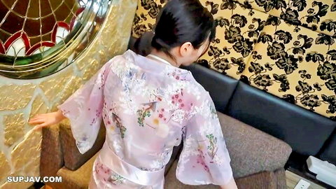F-cup Asian idol trainee in sweaty pink yukata cosplay
