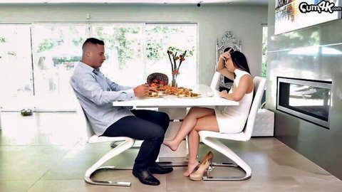 Jade Kush in sexy white dress at dinner with handsome man