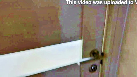 Amateur homemade taboo stepmom creampie video upload screen with open bedroom door knob