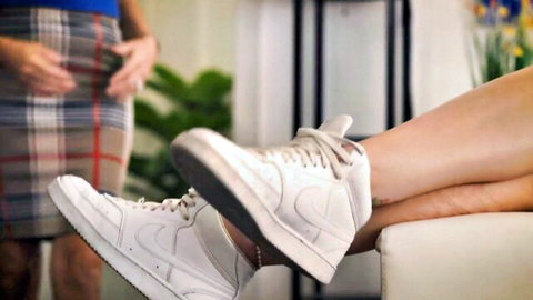 Pristine Edge and River Lynn tease in white sneakers and plaid skirt