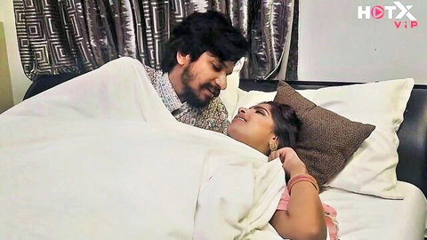 Indian MILF in intimate bed cuddle with lover