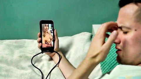 Distressed man watches stepmom Sharon White's topless breast exposure on phone